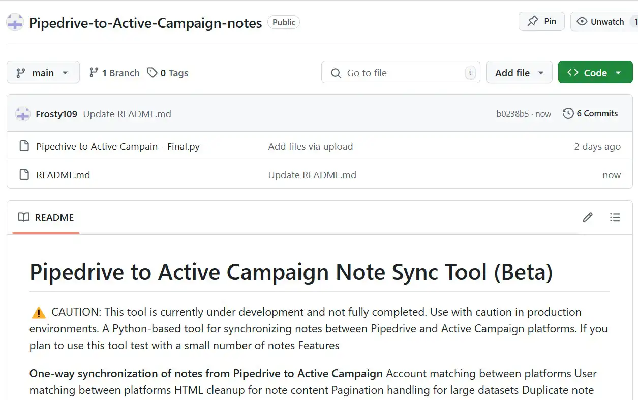 Pipedrive to Active Campaign Notes Image